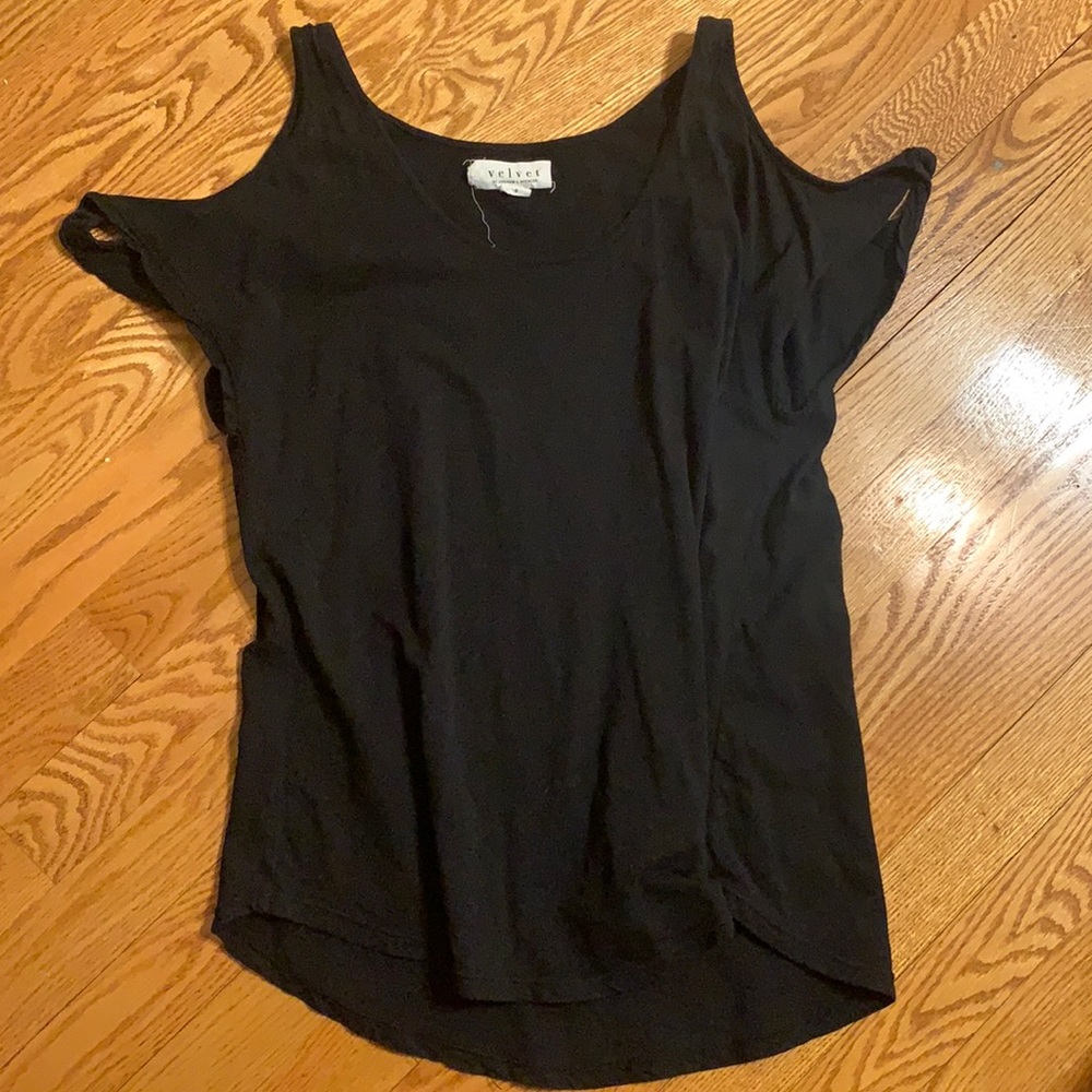 Black Cold Shoulder Short Sleeve Top